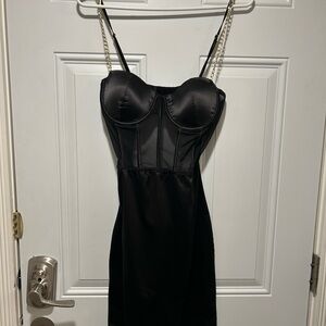Fashion Nova Black Satin Dress